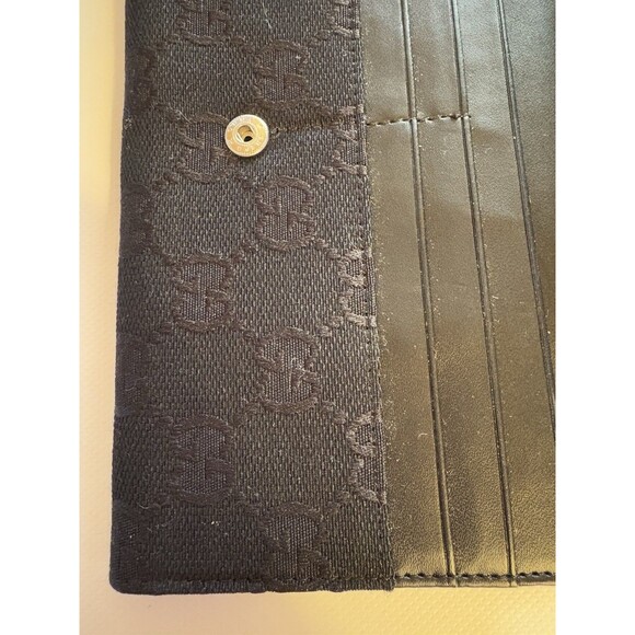 Gucci GG Canvas Horsebit Continental Wallet Black W/ Web Stripe Silver Hardware - Picture 10 of 14